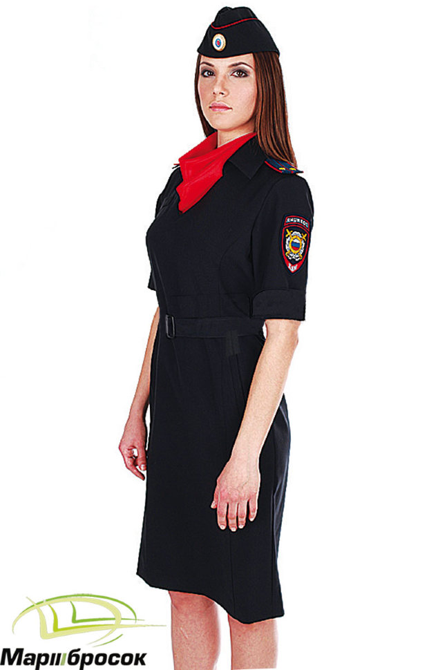 Платье Полиции с коротким рукавом стрейч (поливискоза)
