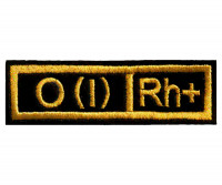 Нашивка ГРУППА КРОВИ I+ Вышитая (Черная, Желтая Нить)