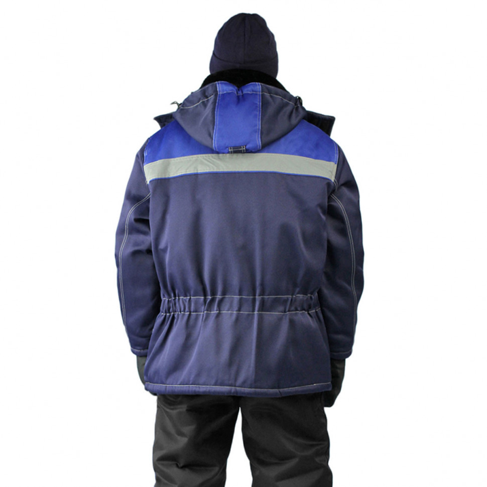 Теплая зимняя куртка «УРАЛ» для рабочих темно-синяя/васильковая