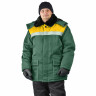Теплая зимняя куртка «УРАЛ» для рабочих темно-зеленая/желтая