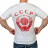 Футболка «СССР» (белая) цветной Герб Советского Союза