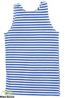 Майка-тельняшка десантника с голубой полосой ГОСТ (кулирка) беленая