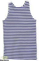 Майка-тельняшка морская с синей полосой ГОСТ (кулирка) беленая