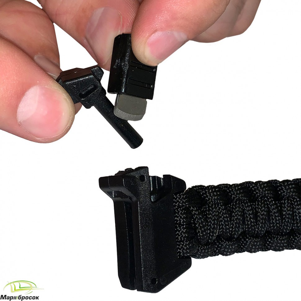 Многофункциональный черный браслет из паракордового шнура