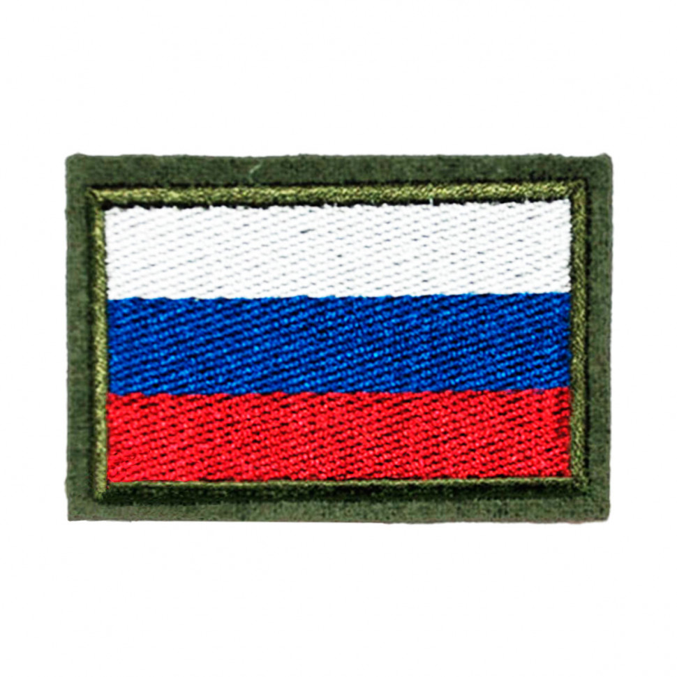 Шеврон Вышитый Флаг РФ Триколор (Оливковый)