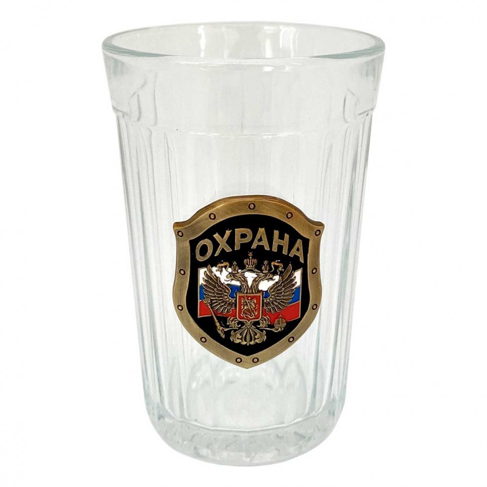 Эксклюзивный подарочный граненый стакан «ОХРАНА» 250 мл