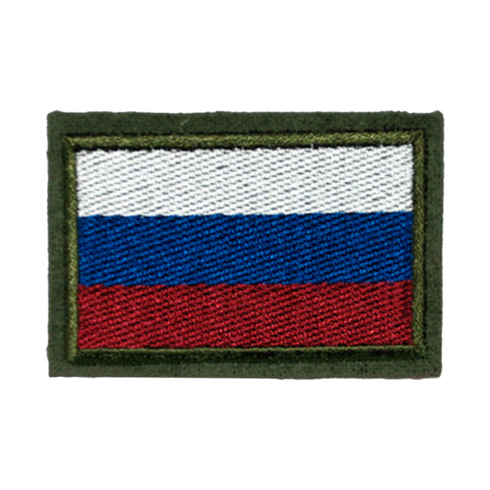 Шеврон Вышитый Флаг РФ Триколор (Темно-оливковый)